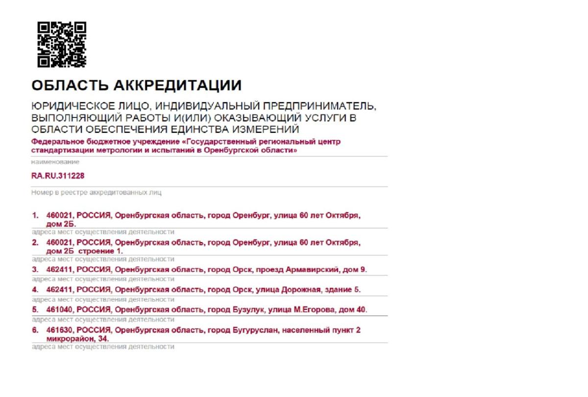 ФБУ «Оренбургский ЦСМ» расширил область аккредитации по поверке средств измерений