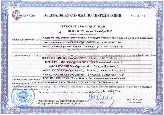 ФБУ «Оренбургский ЦСМ» успешно прошел